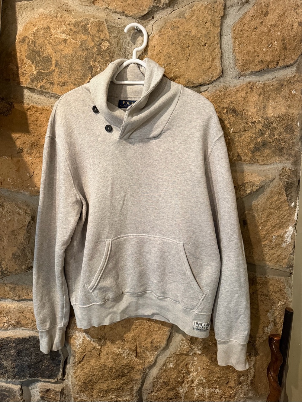 Ralph Lauren Light Gray Shawl Collar Sweatshirt